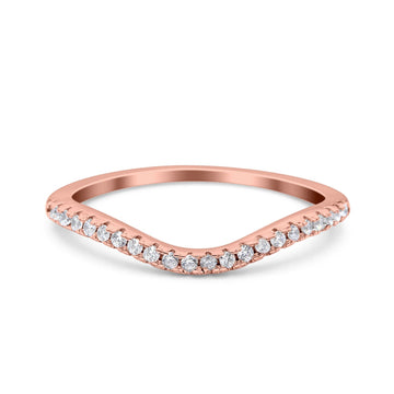 Contour Curved Half Eternity Band Ring Round Rose Tone, Simulated Cubic Zirconia 925 Sterling Silver (4mm)